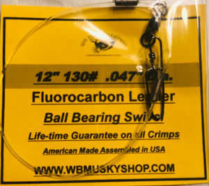 12" 130# Fluorocarbon Leader - WB Musky Shop