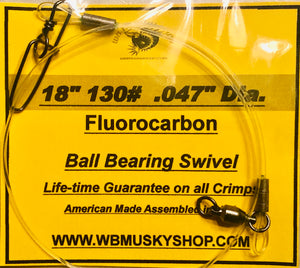 18" 130# Fluorocarbon Leader - WB Musky Shop