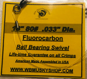 18"  80# Fluorocarbon Leader - WB Musky Shop