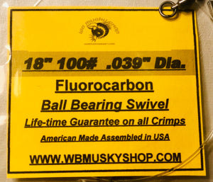 18" 100# Fluorocarbon Leader - WB Musky Shop