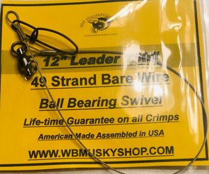 12" 130# Bare Wire Leader - WB Musky Shop
