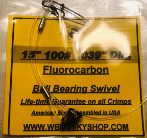 15" 100# Fluorocarbon Leader - WB Musky Shop